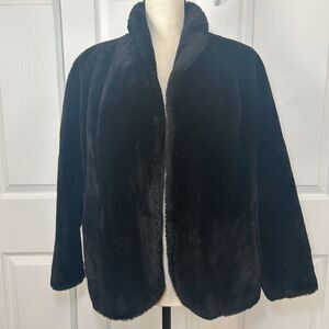Vintage Princeton O'llegros Black Faux Fur Coat Women's Petite Small/XS‎